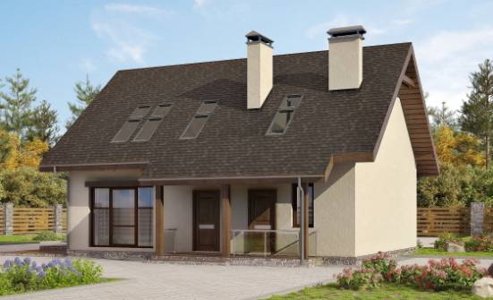 155-012-Л Проект двухэтажного дома мансардой, уютный коттедж из твинблока Геленджик | Проекты домов от House Expert