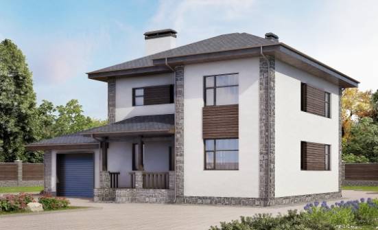 185-004-Л Проект двухэтажного дома и гаражом, простой дом из бризолита Геленджик | Проекты домов от House Expert