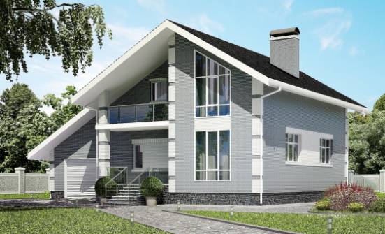 190-006-Л Проект двухэтажного дома мансардой и гаражом, красивый коттедж из теплоблока Геленджик | Проекты домов от House Expert