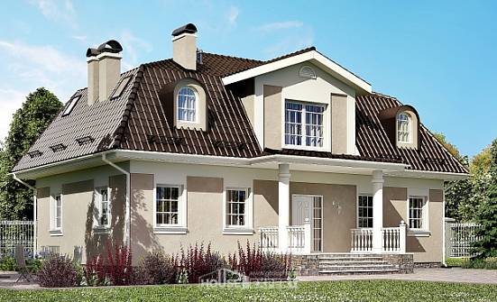 210-001-Л Проект двухэтажного дома с мансардой, красивый коттедж из теплоблока Геленджик | Проекты домов от House Expert