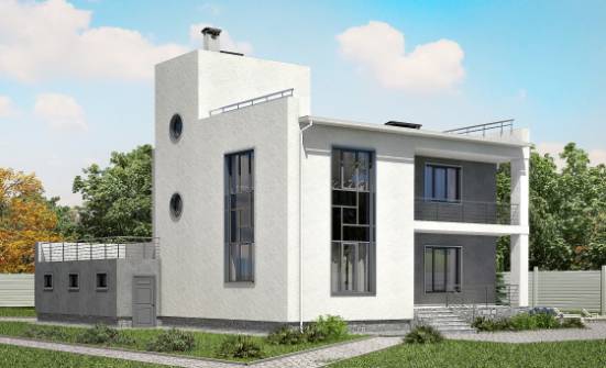 255-001-П Проект двухэтажного дома и гаражом, уютный загородный дом из арболита Геленджик | Проекты домов от House Expert