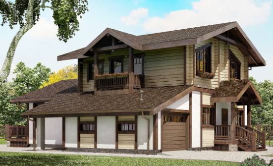 190-004-П Проект двухэтажного дома мансардой и гаражом, простой коттедж из пеноблока из дерева Геленджик | Проекты домов от House Expert