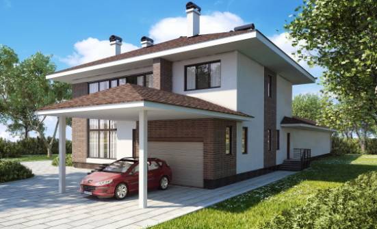 340-001-П Проект двухэтажного дома, гараж, классический коттедж из кирпича Геленджик | Проекты домов от House Expert