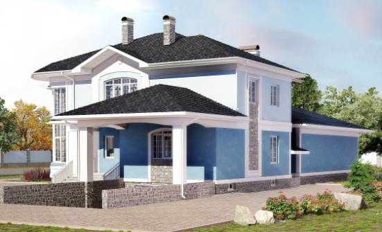 620-001-П Проект трехэтажного дома и гаражом, просторный загородный дом из блока Геленджик | Проекты домов от House Expert