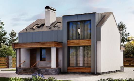 120-004-П Проект двухэтажного дома с мансардой, бюджетный коттедж из теплоблока Геленджик | Проекты домов от House Expert