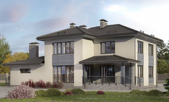 340-005-П Проект двухэтажного дома, гараж, большой загородный дом из бризолита Геленджик | Проекты домов от House Expert