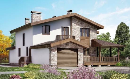 220-001-П Проект двухэтажного дома с мансардой, гараж, уютный дом из блока Геленджик | Проекты домов от House Expert