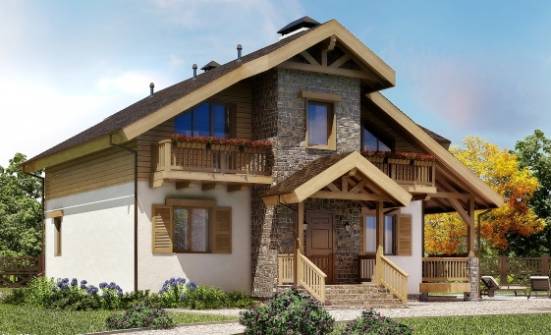 150-004-П Проект двухэтажного дома мансардой, недорогой домик из теплоблока Геленджик | Проекты домов от House Expert