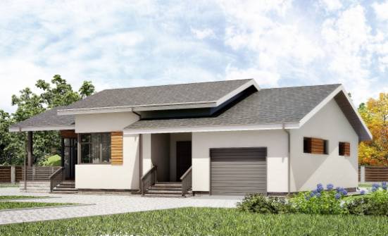 135-002-П Проект одноэтажного дома, гараж, простой загородный дом из поризованных блоков Геленджик | Проекты домов от House Expert