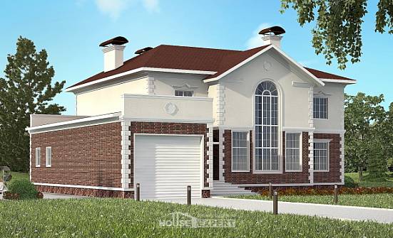 380-001-Л Проект двухэтажного дома и гаражом, классический дом из кирпича Геленджик | Проекты домов от House Expert