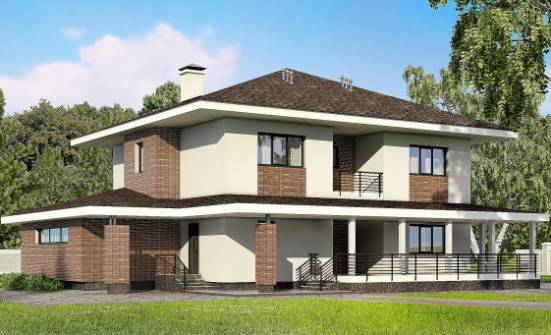 275-002-П Проект двухэтажного дома, гараж, классический загородный дом из кирпича Геленджик | Проекты домов от House Expert