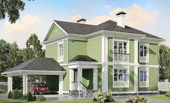 170-001-Л Проект двухэтажного дома и гаражом, небольшой дом из арболита Геленджик | Проекты домов от House Expert