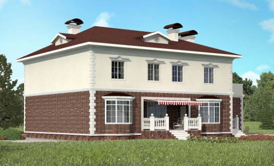 380-001-Л Проект двухэтажного дома и гаражом, классический дом из кирпича Геленджик | Проекты домов от House Expert