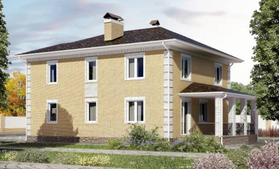 220-006-Л Проект двухэтажного дома и гаражом, классический домик из пеноблока Геленджик | Проекты домов от House Expert