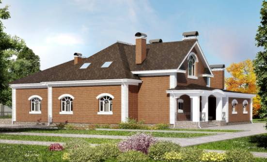 400-003-П Проект двухэтажного дома мансардой, большой загородный дом из бризолита Геленджик | Проекты домов от House Expert
