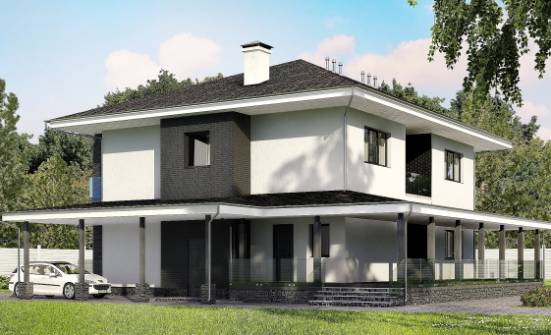 245-002-П Проект двухэтажного дома, гараж, просторный загородный дом из поризованных блоков Геленджик | Проекты домов от House Expert
