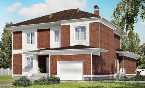 315-001-П Проект двухэтажного дома и гаражом, современный дом из кирпича Геленджик | Проекты домов от House Expert
