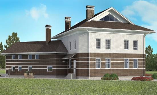 410-001-П Проект двухэтажного дома и гаражом, большой загородный дом из кирпича Геленджик | Проекты домов от House Expert