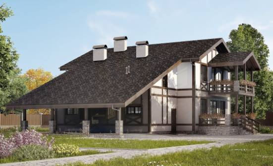 250-002-П Проект двухэтажного дома с мансардой, гараж, классический загородный дом из кирпича Геленджик | Проекты домов от House Expert