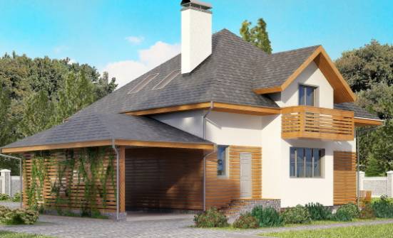 155-004-П Проект двухэтажного дома мансардой и гаражом, скромный домик из теплоблока Геленджик | Проекты домов от House Expert