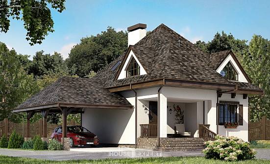 110-002-Л Проект двухэтажного дома с мансардой, гараж, скромный дом из твинблока Геленджик | Проекты домов от House Expert
