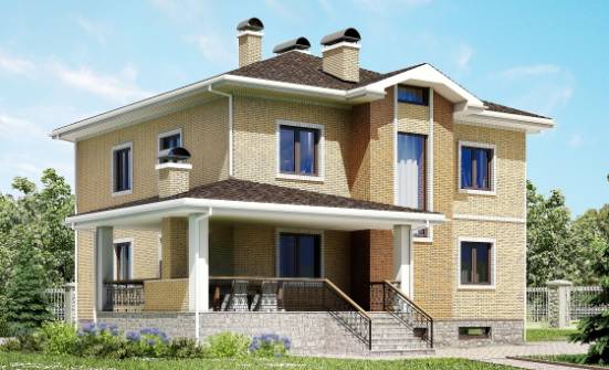 350-002-Л Проект трехэтажного дома, гараж, уютный коттедж из кирпича Геленджик | Проекты домов от House Expert