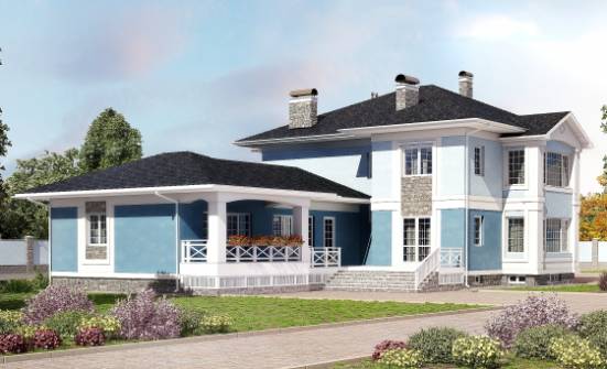 620-001-П Проект трехэтажного дома и гаражом, просторный загородный дом из блока Геленджик | Проекты домов от House Expert