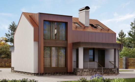120-004-Л Проект двухэтажного дома мансардой, современный домик из арболита Геленджик | Проекты домов от House Expert