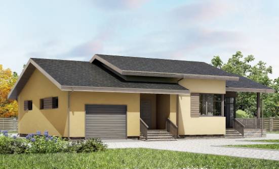 135-002-Л Проект одноэтажного дома, гараж, компактный дом из газосиликатных блоков Геленджик | Проекты домов от House Expert