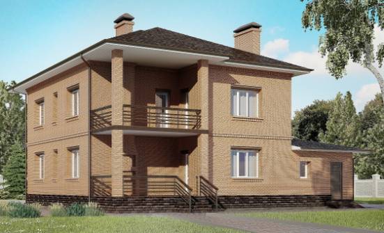 245-003-Л Проект двухэтажного дома и гаражом, средний коттедж из кирпича Геленджик | Проекты домов от House Expert