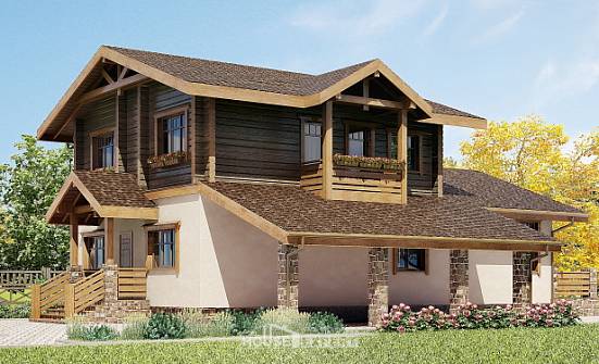 170-004-П Проект двухэтажного дома мансардный этаж и гаражом, уютный коттедж из арболита из дерева Геленджик | Проекты домов от House Expert