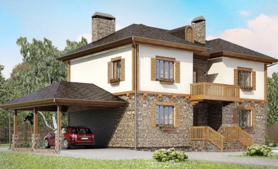 155-006-Л Проект двухэтажного дома, гараж, бюджетный коттедж из пеноблока Геленджик | Проекты домов от House Expert