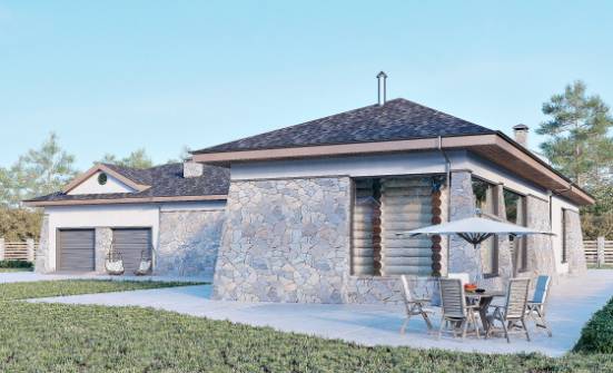 280-004-Л Проект одноэтажного дома и гаражом, современный загородный дом из поризованных блоков Геленджик | Проекты домов от House Expert
