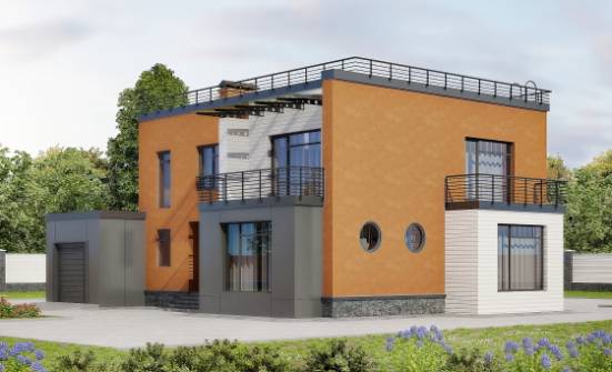 260-002-Л Проект двухэтажного дома и гаражом, уютный коттедж из блока Геленджик | Проекты домов от House Expert