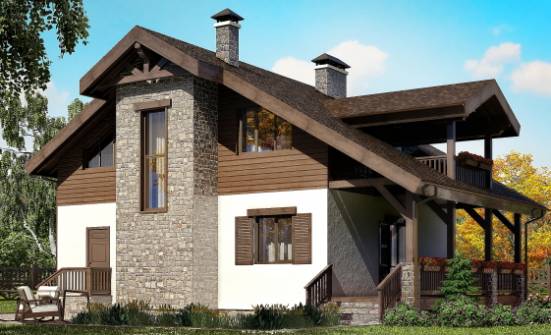 150-004-Л Проект двухэтажного дома с мансардой, доступный домик из газосиликатных блоков Геленджик | Проекты домов от House Expert