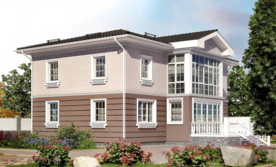 210-005-П Проект двухэтажного дома, классический коттедж из твинблока Геленджик | Проекты домов от House Expert