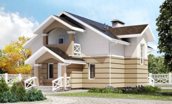 155-009-П Проект двухэтажного дома мансардный этаж, уютный домик из керамзитобетонных блоков Геленджик | Проекты домов от House Expert