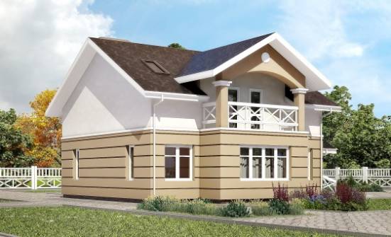 155-009-П Проект двухэтажного дома мансардный этаж, уютный домик из керамзитобетонных блоков Геленджик | Проекты домов от House Expert