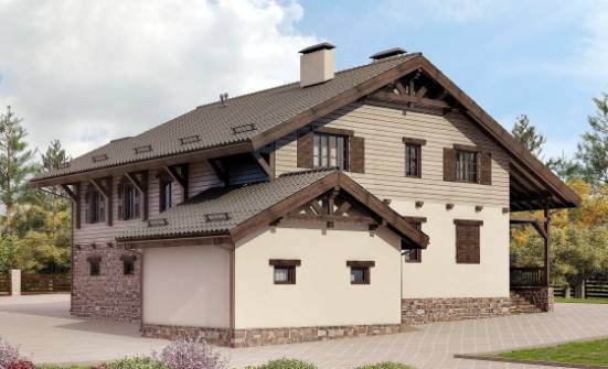 255-002-П Проект двухэтажного дома с мансардой и гаражом, классический домик из твинблока Геленджик | Проекты домов от House Expert
