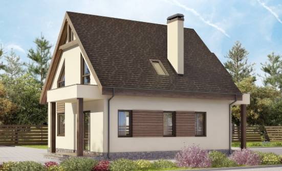 120-005-Л Проект двухэтажного дома мансардой, гараж, доступный домик из твинблока Геленджик | Проекты домов от House Expert