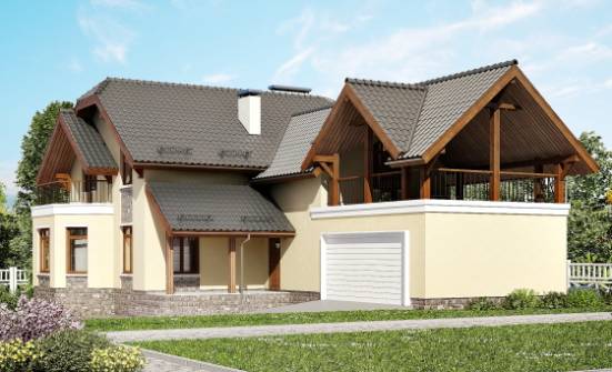 255-003-П Проект трехэтажного дома с мансардным этажом и гаражом, просторный домик из пеноблока Геленджик | Проекты домов от House Expert