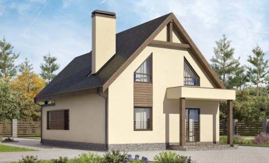 120-005-Л Проект двухэтажного дома мансардой, гараж, доступный домик из твинблока Геленджик | Проекты домов от House Expert