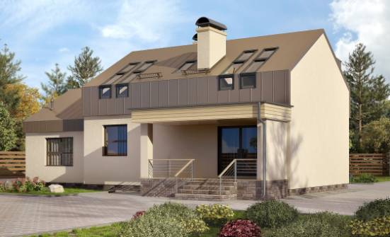150-015-Л Проект двухэтажного дома мансардой и гаражом, небольшой коттедж из арболита Геленджик | Проекты домов от House Expert
