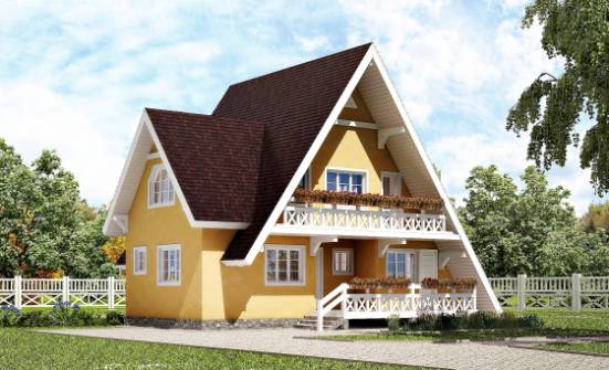155-008-П Проект двухэтажного дома мансардный этаж, современный дом из дерева Геленджик | Проекты домов от House Expert
