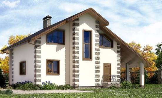 150-003-Л Проект двухэтажного дома мансардой и гаражом, бюджетный загородный дом из дерева Геленджик | Проекты домов от House Expert