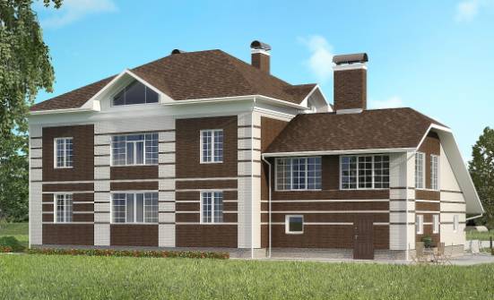 505-002-Л Проект трехэтажного дома, гараж, классический коттедж из кирпича Геленджик | Проекты домов от House Expert