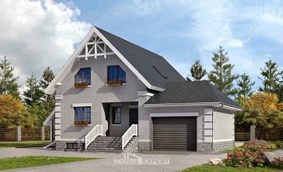 200-009-П Проект трехэтажного дома мансардой и гаражом, средний коттедж из блока Геленджик | Проекты домов от House Expert