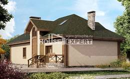 180-010-П Проект двухэтажного дома мансардой, гараж, классический домик из газосиликатных блоков Геленджик, House Expert