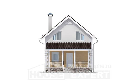 070-002-П Проект двухэтажного дома с мансардным этажом, эконом загородный дом из блока Геленджик, House Expert