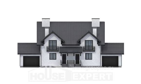 290-003-П Проект двухэтажного дома с мансардой, классический домик из блока Геленджик, House Expert